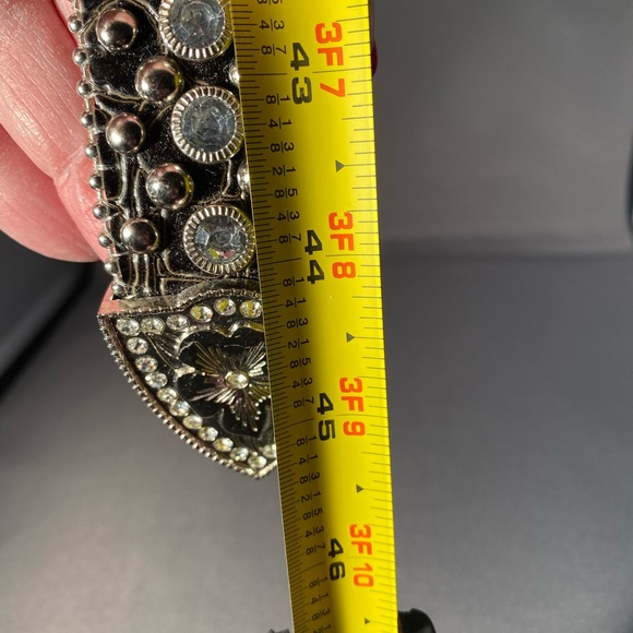 Black leather western style belt - Picture 4 of 4